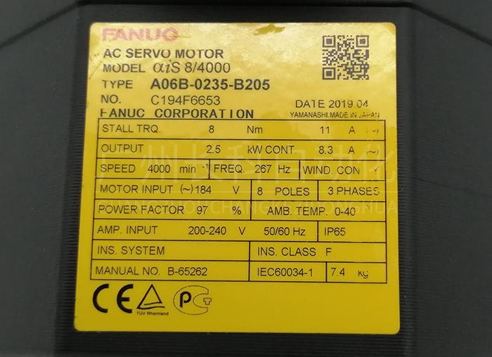 FANUC發(fā)那科伺服電機(jī)A06B-0115-B855#0048 FANUC發(fā)那科伺服電機(jī)A06B-0115-B855#0048